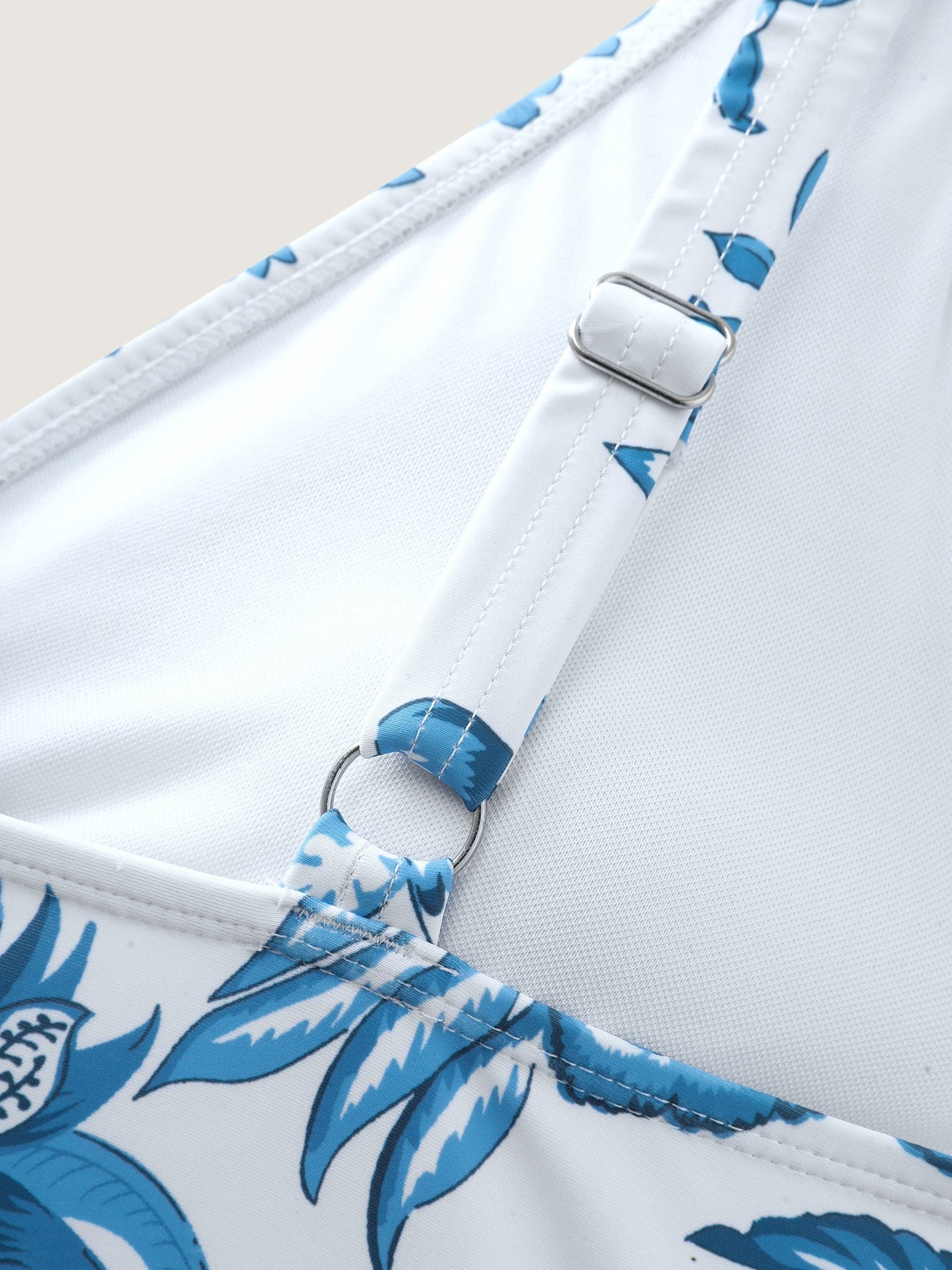 Two-Piece Floral Print Ruched Mesh Swimsuit, Sarong