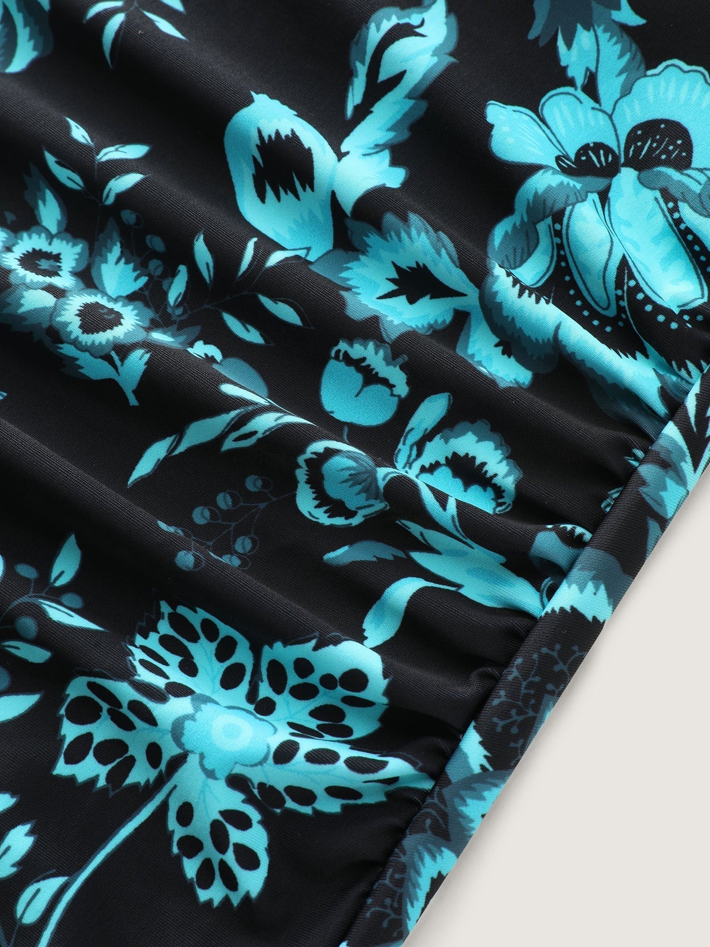 Two-Piece Floral Print Ruched Mesh Swimsuit, Sarong